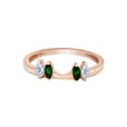 thumbnail image 1 of Marquise Shape Simulated Green Emerald & Cubic Zirconia Enhancer Guard 10k Rose Gold Ring Size - 9, 1 of 3