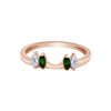 Marquise Shape Simulated Green Emerald & Cubic Zirconia Enhancer Guard 10k Rose Gold Ring Size - 9
