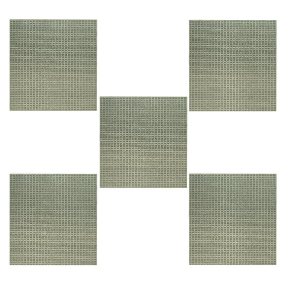 Furnish My Place Corner Indoor/Outdoor Commercial Green Color Rug, Corner Area Rug, Home Decor Mat, Pet-Friendly Carpet for Living Room, Bedroom, Made in USA, 3' x 3' Square - Set of 5