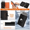 thumbnail image 4 of Wallet for Men, Minimalist Credit Card Holder for Apple Air Tag, RFID Blocking, Pop up Card Case, Premium Genuine Leather Carbon Fiber, Smart, Slim, 4 of 7