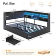 thumbnail image 2 of Corner Bed Frame Full Size with Storage Bookcase, 3 Drawers, LED Lights & Charging Station, Full Platform Bed Frame with Upholstered Headboard and Open Shelf, Metal Corner Daybeds for Teens, Black, 2 of 9
