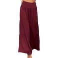 thumbnail image 1 of Sunloudy Pantalones de pierna ancha para mujer, pantalones plisados sueltos casuales de color sólido de cintura alta, caqui/negro/verde claro/blanco/verde/rojo vino Sunloudy  moda, 1 of 8