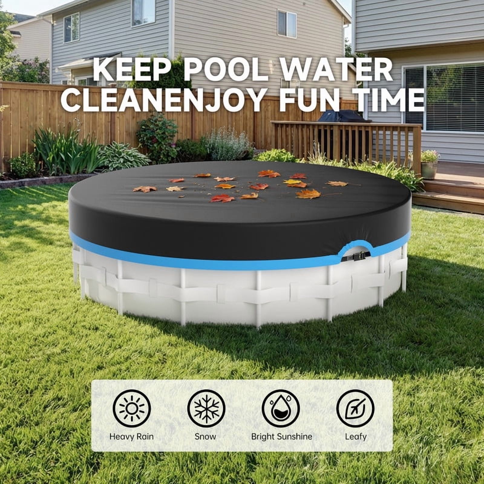 SHELTUSE 30Ft Round Pool Cover, Covers for Above Ground Pools, Inflatable Pool Cover Protector , Above Ground Pool Cover, Winter Pool Cover, Waterproof and Dustproof Swimming Pool Covers, Blue