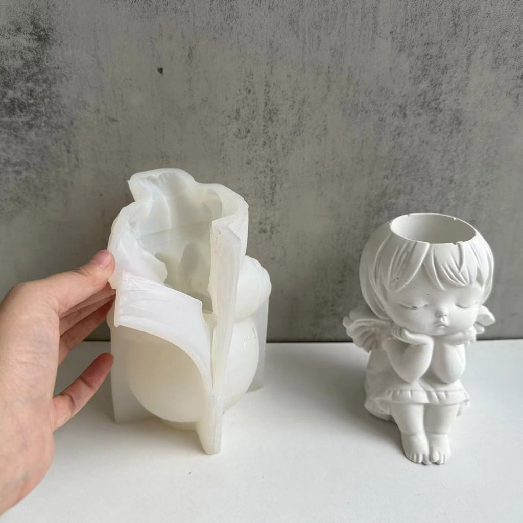 BQBQERT Flowerpot Girl Planter Silicone Mold Wing Girl Container Resin Garden Ornament