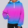 thumbnail image 2 of QQAMB Sweatshirts for Women Half Zipper Gradient Color Pullover Hoodies Sweatshirts Casual Loose Blouse Hot Pink S, 2 of 5