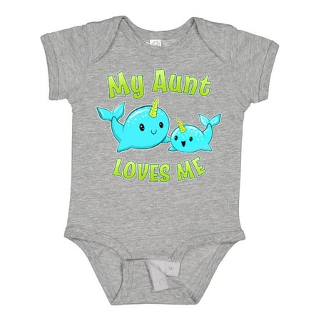 

Inktastic My Aunt Loves Me- Cute Narwhal Gift Baby Boy or Baby Girl Bodysuit