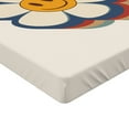 thumbnail image 2 of Ambesonne Emoji Fitted Sheet, Funky Daisy Look Floral Faces, Twin Size, Pale Tan Earth Yellow, 2 of 3