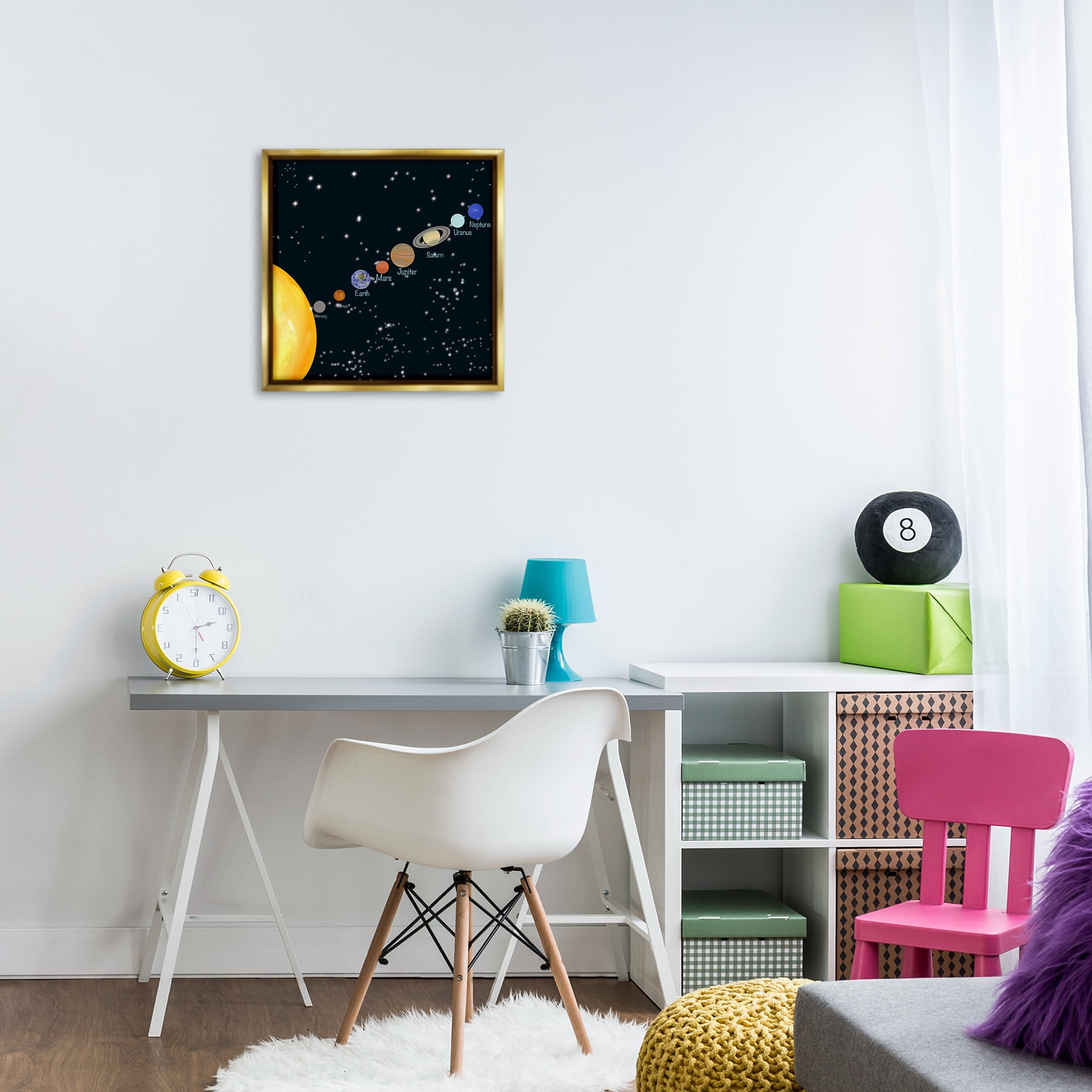 Stupell Industries Solar System Planets Astrology & Stars Painting Gold Floater Framed Canvas Art Print Wall Art, 18 x 18