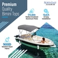 thumbnail image 2 of NEH 4-Bow Boat Bimini Top Boat Cover w/ Rear Support Poles 85-90"W, Fade-Proof, 900D Marine Canvas, Storage Boot, Sun Shade Canopy for Pontoon, V-Hull, Fishing, Jon Boat - 8'L x 54"H (Light Grey), 2 of 9