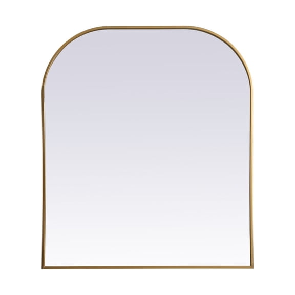 Metal Frame Arch Mirror 36x34 Inch in Brass