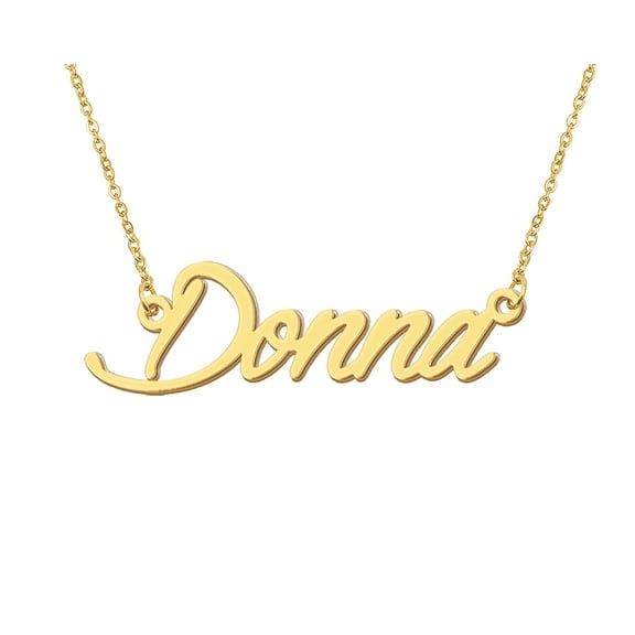 HUAN XUN 18k Gold Plated Donna Name Necklace Stainless Steel Nameplate Necklaces for Womens Mens Mother Day Christmas Jewelry Gift