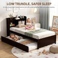 thumbnail image 5 of UHOMEPRO Twin Trundle Bed Frame with Storage and Bookcase Headboard, Espresso Twin Bed with Trundle for Kids, Twin Bed Frame for Boys Girls, No Box Spring Needed, 5 of 7