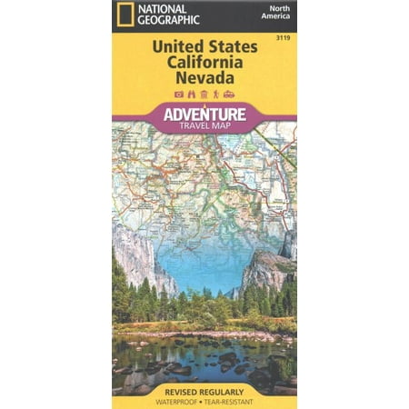 National geographic adventure map: united states, california and nevada - folded map: