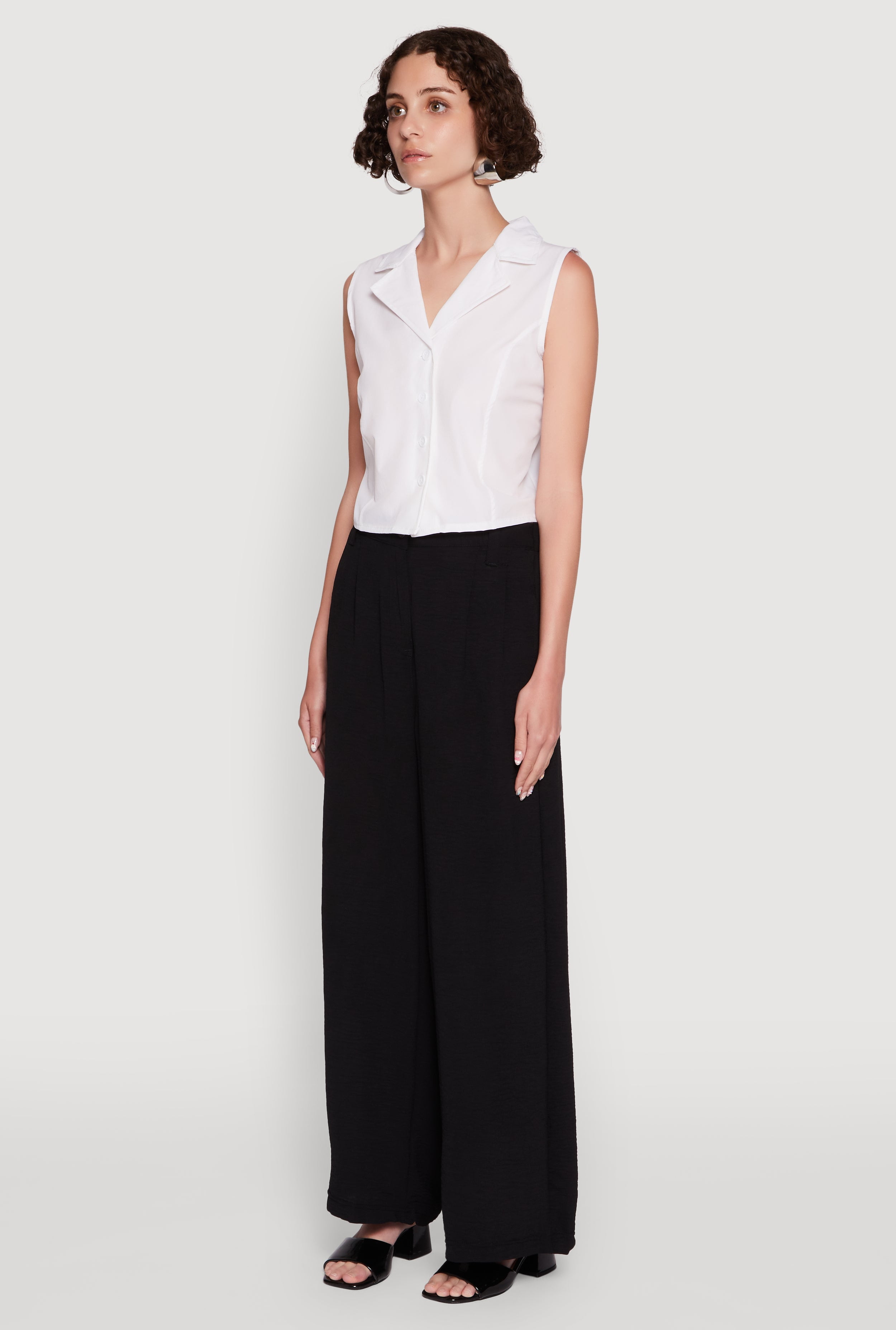 Womens Trendy Button Front Cropped Blazer Vest - image 4