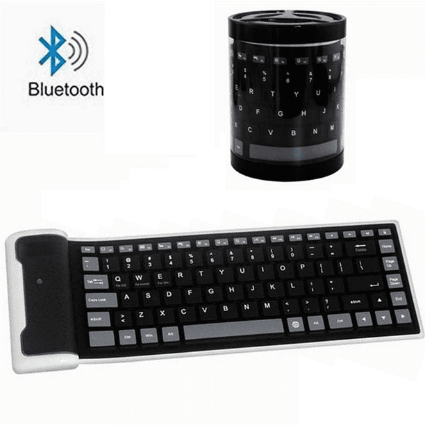 Mini Small Bluetooth Keyboard,Foldable Portable Silent Click Silicone  Waterproof Rollup Keypad Slim Rechargeable Keyboard for PC Notebook Laptop  BLACK
