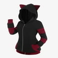thumbnail image 1 of LNGOOR ROSEGAL Mignon Automne Hiver Femmes Veste Colorblock Oreilles de Chat à Côtes à Capuche Chaude Manches Longues Manteau à Fermeture Éclair 4TG Manteau Hauts Nouvelle Arrivée, 1 of 7