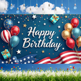 thumbnail image 5 of Patriotic Theme Happy Birthday Banner Decorative Design Balloon Decoration Star Accents for Birthday Party Celebration Event, 5 of 8