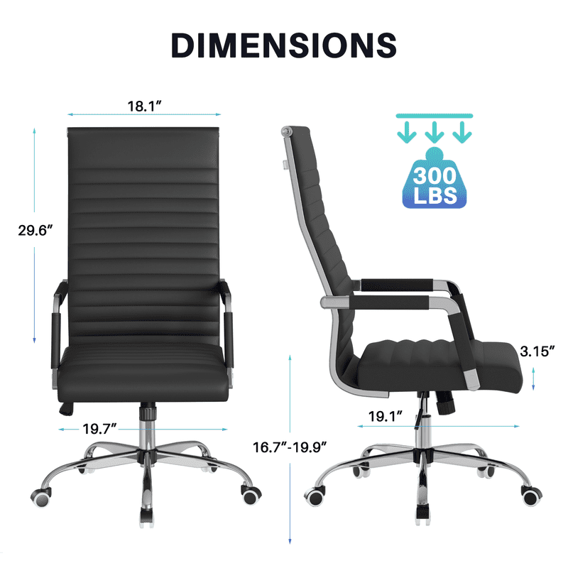 Lacoo High-Back Office Desk Chair Faux Leather Executive Chair with Lumbar Support, Black