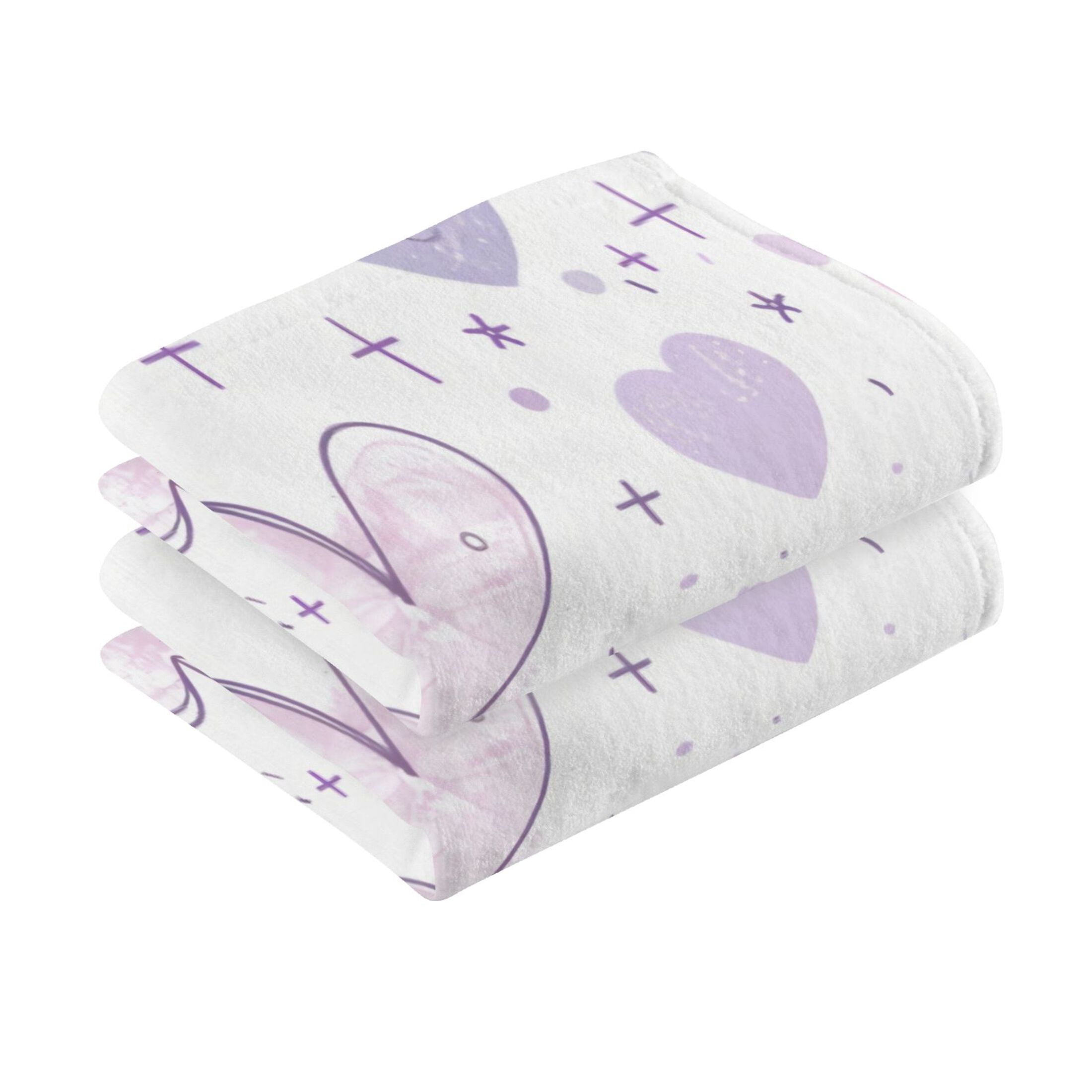 Cotton Towel Two-Piece 16x28 Inch One Sizex2 Face Towel Set Towel Set Cotton Hand Bath Towel Bathroom Beach Purple Heart