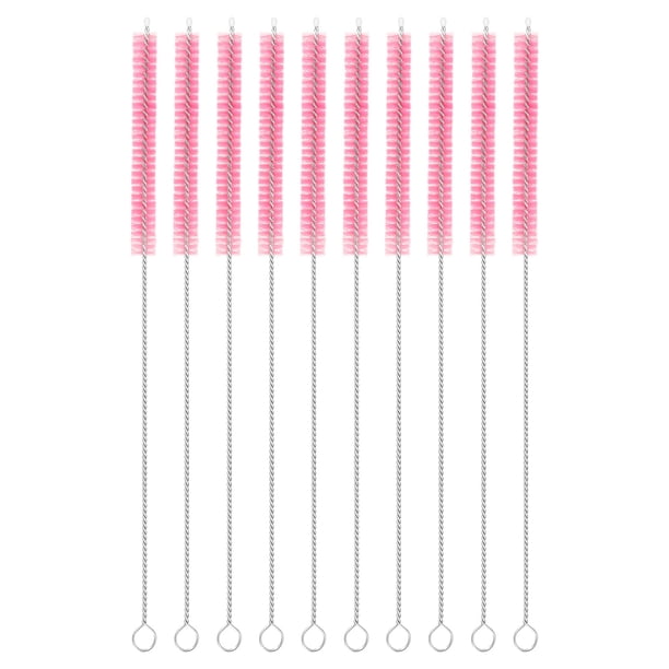 Uxcell 10Pack Cepillos de Limpieza para Pajitas, 10" x 2/8" Cerdas de Nylon Cepillo Largo para Botellas y Tubos (Rosa)