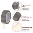 thumbnail image 4 of PTFE Película Cinta Rollo, 0,6" x 33 Pies Alta Temperatura Cinta 0,06mm Grosor con Único Lado Adhesivo para Vacío Sellado Máquina, Manuales Impulso Selladoras, Gris, 4 of 5