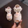 thumbnail image 2 of Viluyesy Girls Dance Shoes Solid Color Ballet Flats with Floral Embellishment and Crystal Accents, Soft Sole Princess Sandals for Spring & Summer Beige Size 12.5, 2 of 7