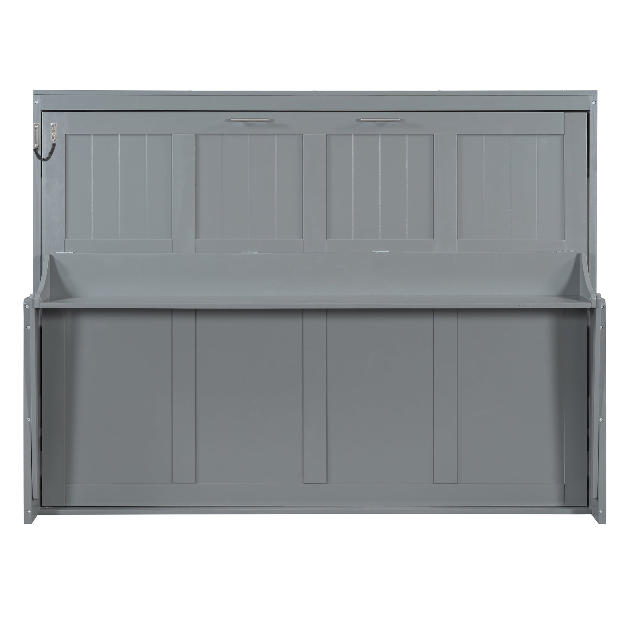 Mintazer Queen Wall Murphy Bed with Desk & Hydraulic Lift, Multifunctional Foldable Desk Bed for Small Spaces Apartments, Gray