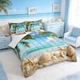 thumbnail image 2 of Manfei Beach Seashell Starfish Palm Tree Twin Bedding Sets for Kids Boys and Girls, Marine Life Print Bedding Comforter Set, Reversible 7-Piece, 2 of 6