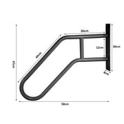 2-Pack WAASOSCON Metal Outdoor Step Handrails, U-Shaped Safety Grab Bar for Elderly & Kids, Easy Install Black Hand Railings for Concrete/Wooden Stairs