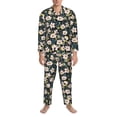 thumbnail image 3 of Naloa Flowers Men’s Pajamas Set - Long Sleeve Button Down Sleep Shirt and Pajama Bottoms Sleepwear Set-Medium, 3 of 7