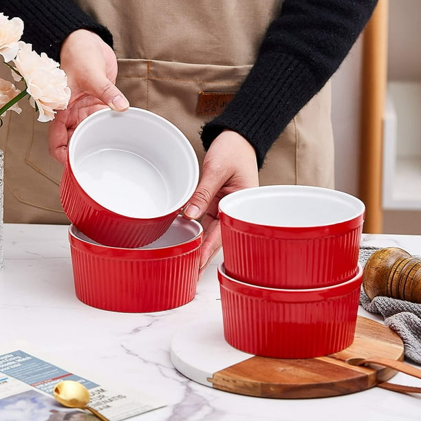 Bruntmor Set Of 4 Bake And Serve Ceramic 12 Oz Souffle Dish Oven Safe Oven