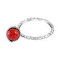 thumbnail image 2 of Earth's Treasure Dangle Red Coral Sterling Silver Texture Band Ring-7, 2 of 4