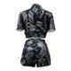 thumbnail image 5 of VISgogo, traje de 2 uds con pantalones para mujer, blusa con botones de solapa de manga corta estampada, pantalones cortos ajustados de cintura alta, ropa encantadora para mujer VISgogo  moda, 5 of 6