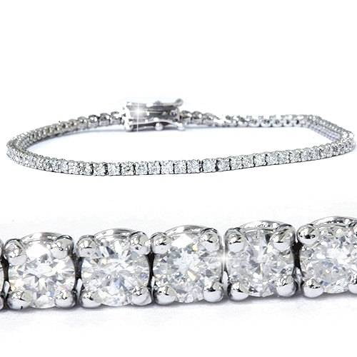 Bracelet Tennis Femme Diamants 3 Ct - Plaqué Or Blanc, Taille Ronde, Personnalisable, Neuf Sous Emballage