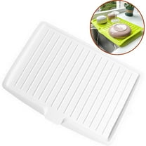 Fmxomd Silicone Dish Drying Mat for Kitchen Counter, Dish Drying Pad, Non-Slip Drain Pad with Built-in Drain, Heat Resistant Stone Drying Mat(17.6 "x 12.2", White)