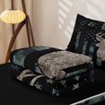 thumbnail image 6 of Manfei Jungle Deer Us Flag Zipper Full Size Comforter Sets with Fitted Sheet and 2 Pillowcases,Grunge Camo Print Zipper Bedding Set,Black,Black Reversible,4pcs, 6 of 8