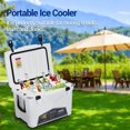 thumbnail image 2 of 35 Quart White Portable Outdoor Ice Cooler, Multifunctional Ice Chest with Cup Holder Bottle Opener Fish Ruler for Beach Boat Camping, 2 of 7