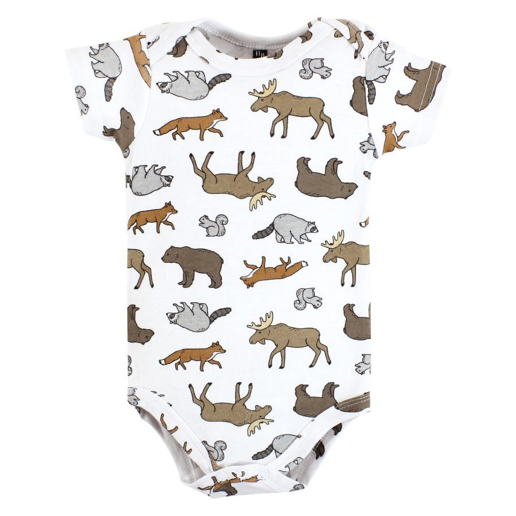 Hudson Baby Cotton Bodysuits, Animal Adventure, 12-18 Months