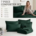 thumbnail image 4 of DHOLE Queen Comforter Set 7 Pieces – Seersucker Textured Waffle Weave Bed in a Bag, All-Season Lightweight Microfiber Bedding Sets with Sheets & Pillow Shams, Farmhouse Vintage Decor – Green, 4 of 12