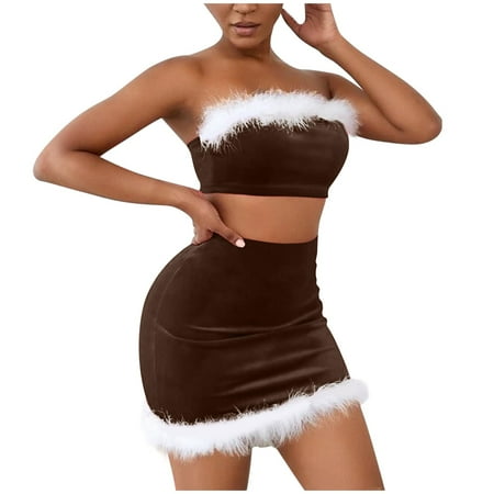 

GDfun Women s Lingerie Dress Flannel Plush Sling Split Suit