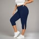 thumbnail image 2 of Pantalones de yoga de cintura alta para mujer: aberturas laterales, leggings elásticos y transpirables de largo 8 para correr en el gimnasio: ropa deportiva cómoda con cintura alta, 2 of 4