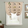 thumbnail image 2 of Ocean Fishhooks Balloon Curtains for Living Room/French Door, Vintage Coastal Fishing Pattern Brown Tie Up Curtains 63 Inch Length Energy Saving Kitchen Curtains Shades for Windows 42"x63", 2 of 8