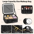 thumbnail image 4 of Jadazror Bolsa de maquillaje de viaje iluminada - 3 colores, espejo, organizador de 2 capas con espejo de aumento 10X - Estuche de cosméticos portátil con divisores ajustables (negro), 4 of 5