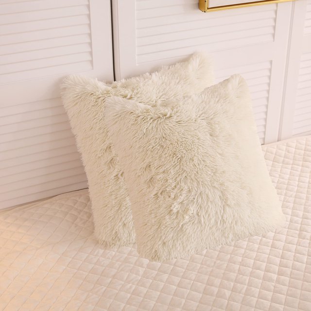 Fundas de almohada LIFEREVO de piel sintética esponjosa, 45 mm x 45 mm, color beige claro