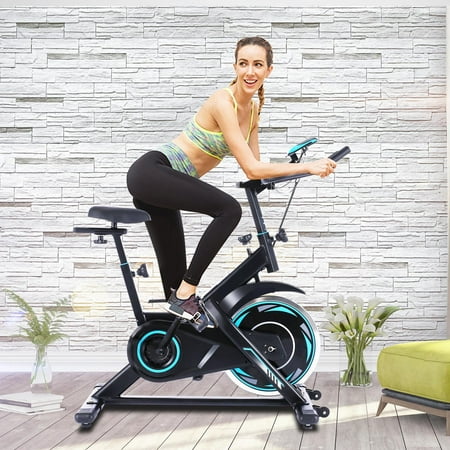 Exercise Bike Stationary, 49 Lbs Weight Capacity- Indoor Cycling Bike with Tablet Holder and LCD Monitor for Home Workout