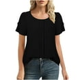 thumbnail image 2 of Offres de la Semaine Cagogo Chemise Décontractée Élégante pour Femmes en Liquidation à Moins de 10 $ Hauts d'Été Plissés devant Manches Courtes T-Shirts Col Rond Tuniques de Printemps Cadeaux de Collation des Grades pour Elle, 2 of 8