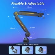 RGB Boom Arm, TONOR Adjustable Mic Stand with RGB Light, Rotatable Suspension Boom Scissor Stand for Gaming, Streaming, Podcasting, YouTube, Recording, T90
