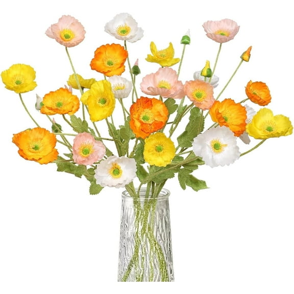 Tutuviw 5 Pcs Artificial Silk Flowers 23" Faux Corn Flower Stems,Fake Plants Coral Flower Arrangement and Table Centerpiece for Home Decor Bouquet Wedding,Mixed Color