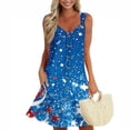 thumbnail image 2 of Women's V-Neck Sleeveless Sundress, Casual Summer Dress with Independence Day Print, Comfortable Fabric for Festivals and Parades,Blue L, 2 of 3