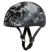 DAYTONA DOT Slim Line Skull Cap 1/2 Half Motorcycle Helmet Graphics 21 Styles